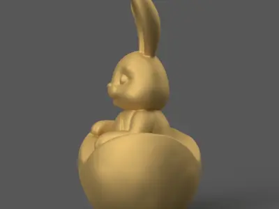 Cute Easter Bunny in Egg 3D STL Model for Decoration 3D print model