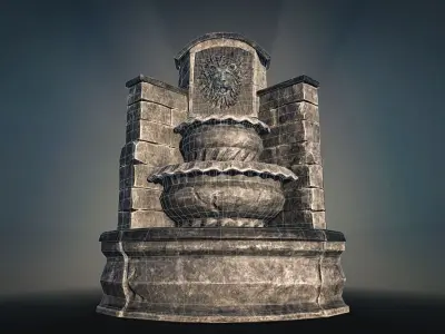 Stone Fountain low-poly game-ready Low-poly 3D model