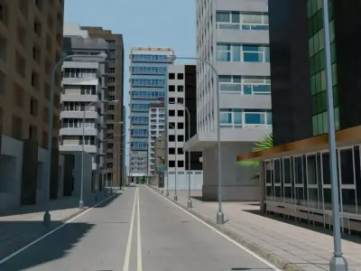 City Downtown Skyscraper Street 01 Low-poly 3D model