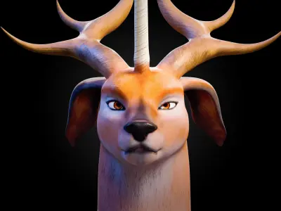 Unicorn Deer - Fantasy Creature 3D Model for Blender Low-poly 3D model