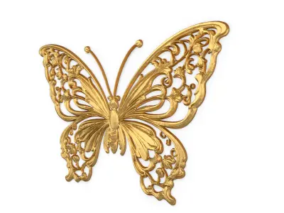 Classic butterfly decor ornament carved 55 3D model