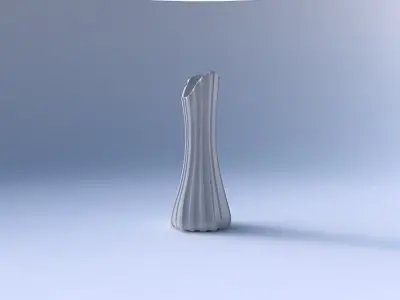 Vase squeezed and bent hexagon 2 with smooth vertical ribbons  3D print model