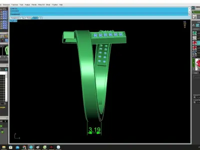 Modern Geometric T Shape Diamond Ring 3D Model 4388 3D print model