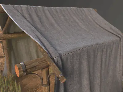 Medieval Tent and Environmental Props Low-poly 3D model