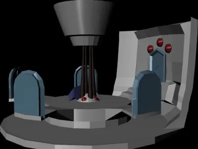 Centerpiece of a game with doors that lead to phases Low-poly 3D model