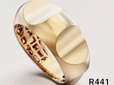 Modern Geometric Gold Ring 3D print model