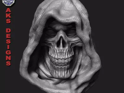 Wall home decor Reaper skull v174 3D print model
