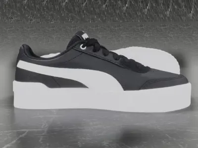 PUMA 3D SHOES - WHITE - BLACK Low-poly 3D model