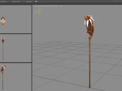 Cartoon leopard wand - wooden panther sculpture Low-poly 3D model