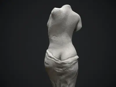 Woman Torso Stone Statue Low-poly 3D model