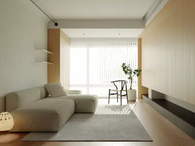 Modern living room dining room interior scenes 213 3D model