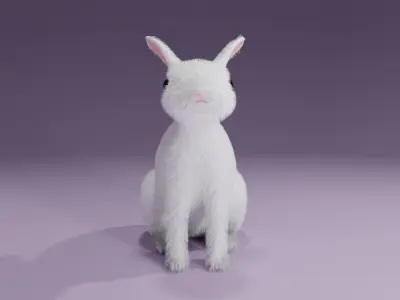 White Rabbit - Coelho Branco Low-poly 3D model