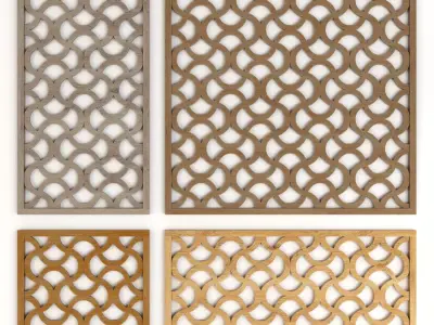 Wood Arabic Islamic pattern decorative grill screen 3D model