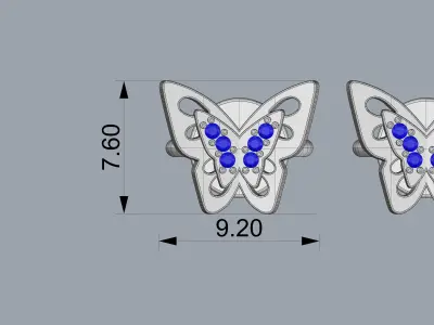 Earrings Butterfly 3D print model 3D model