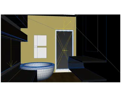 Bathroom with walls and wooden floors 3D model