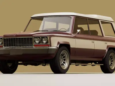 70s generic 4 door SUV Low-poly 3D model