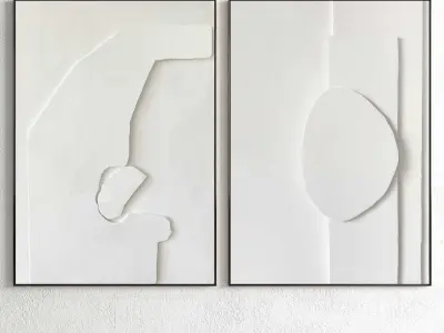 Plaster Two Photo Frame 99 Low-poly 3D model