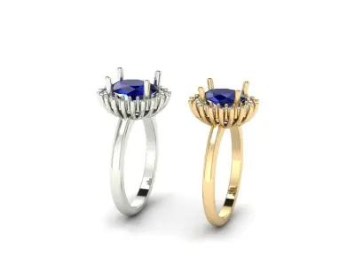 8x6 oval 9x7 oval cluster Engagement Ring 3D print model