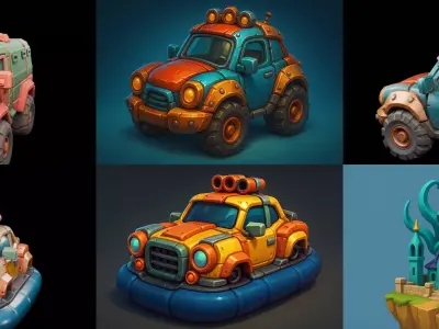 Stylized Car Advanced model bundle 1 pack 100 glb 3D model