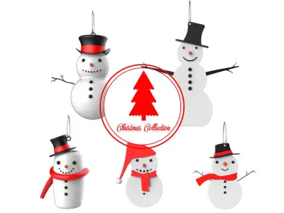 Christmas Tree Decoration Snowman Collection 3D model