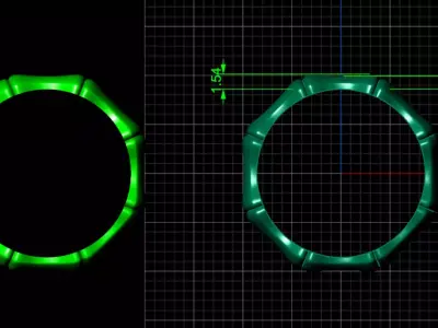 bamboo bone shaped ring 3D print model