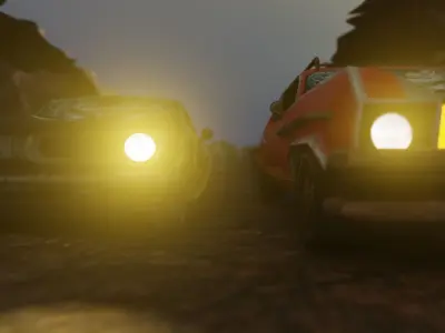 Shanty car race scene for Blender Low-poly 3D model