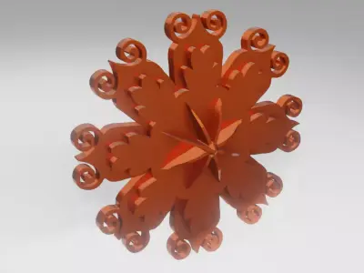 Ornament 3d Print Model orange snowflake 3D print model