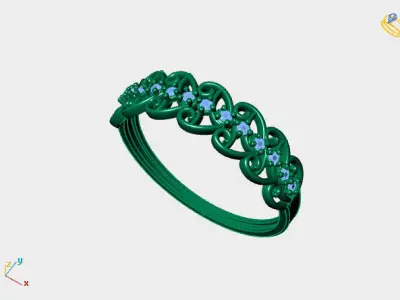 Womens Diamond Signet Ring Women Rings 3dmodels 3D print model 3D print model 14