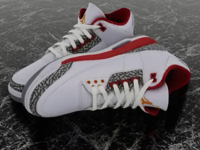 NIKE AIR JORDAN 3 CARDINAL RED 3D SHOES Low-poly 3D model
