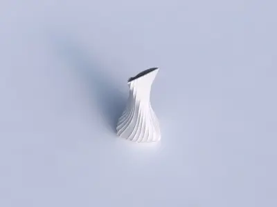 Vase twist puffy tappered triangle with flowing extruded lines 3D print model
