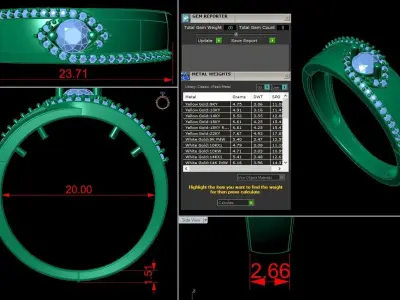 Diamond Jewelry Ring 3D print model 14