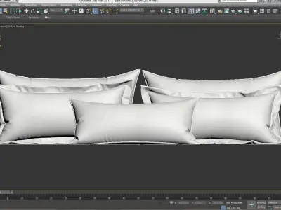 White Bed Pillows 02  3 sets  14 different Pillows 3D model 3D model