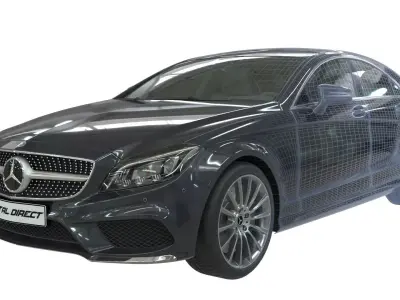 Realistic Car Mercedes CLS500 with Interior Rigged PBR Vehicle Low-poly 3D model