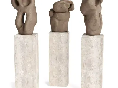 Abstract Ceramic art pedestal Low-poly 3D model