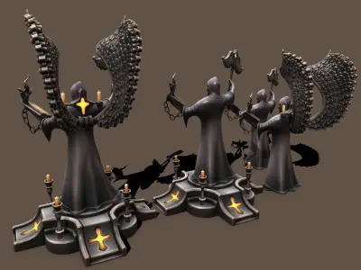 Statue preacher Low-poly 3D model