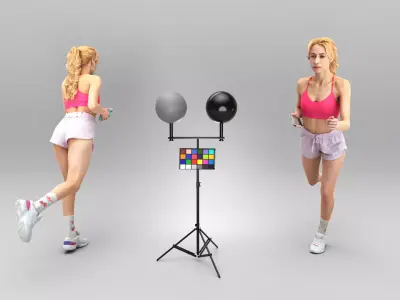 Attractive young woman running 334 Low-poly 3D model
