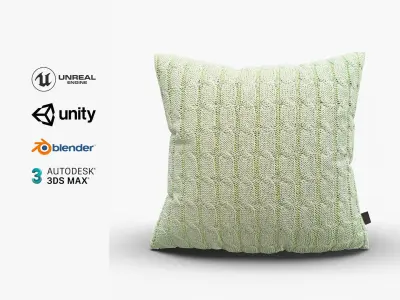 Knitted Sand Cushion with Chain Pattern Low-poly 3D model