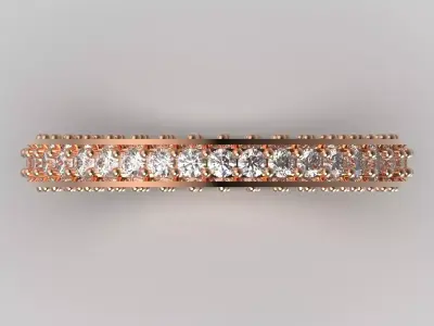 Three-Row Diamond Eternity Band in Rose Gold model rr0032 3D print model