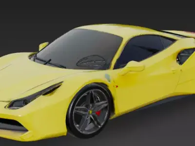Yellow Ferrari Sports Racing Car 3D Model Game Ready 3D model