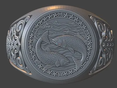 ZODIAC PISCES RING 3D print model