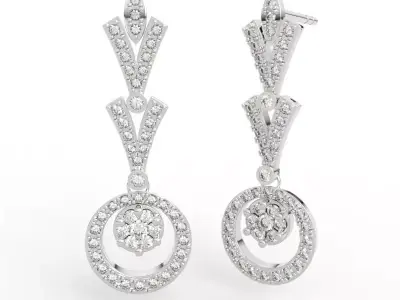 Luxury Art Deco Diamond Earrings 3D print model