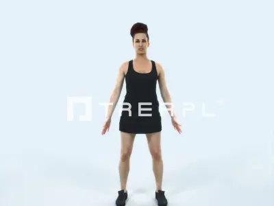 Yearn 01B Animated Rigged Sports Woman Low-poly 3D model