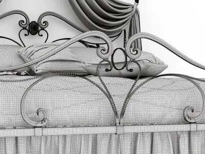 Art Nouveau Style Bed 3D model