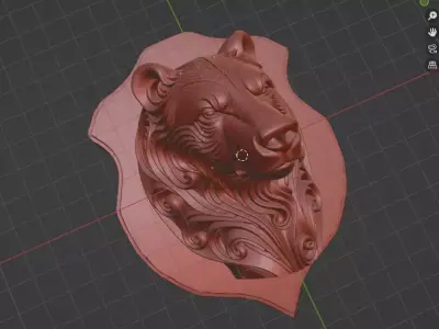 Bear Wall Bust  Decorative Sculpture 3D print model