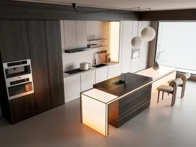 Kitchen Modern interior 90 3D model