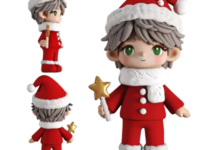 Christmas Decoration Plasticine Elves Ornamented Tree 3D model
