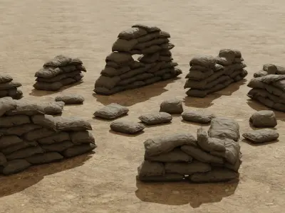 Sandbag Pack - 12 Modular Game Ready Assets with 4K PBR Support Low-poly 3D model