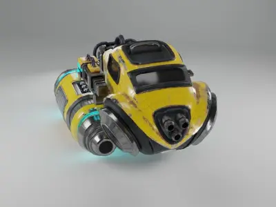 Sci-fi flying car Low-poly 3D model