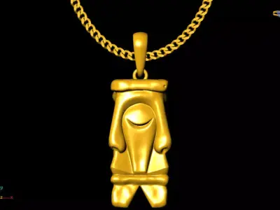 Tribal statue pendant charms - one inch pendant 3D print model