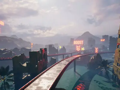 Chrono-Circuit Game Environment Sci-Fi Race Track Low-poly 3D model